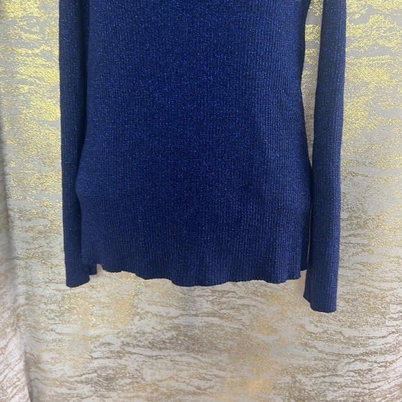 Clockhouse Blue Glittery Open Shoulder Stretchy Sweater Size M - Picture 5 of 15